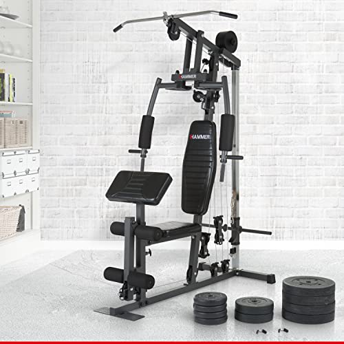 HAMMER-Kraftstation-California-XP-Multistation-fuer-effektives-Krafttraining-zuhause-Verdopplungsmechanismus-bis-120kg-inkl-Curl-Pult-Latzug-Stange