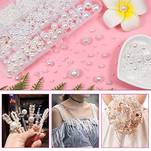 TOAOB 1400 Pezzi Perle per Braccialetti Bianche