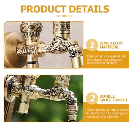 Grifo vintage de doble caño Beavorty con acabado dorado de alta resistencia para pared 8