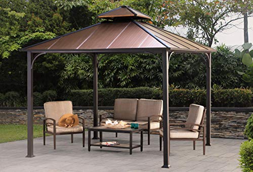 Sunjoy L-GZ340PST-3N-6 Gazebo Hardtop, 10' X 10', Faux Copper Top