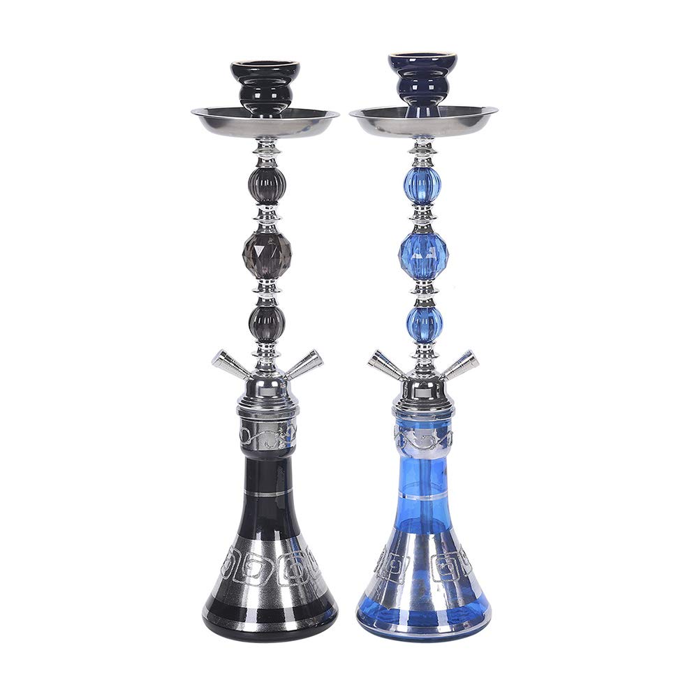 Echte ägyptische Art Kaffee Shisha Shisha, große Doppelrohr Shisha Set, große arabische Doppel Shisha Glas Shisha Set, geeignet für Familien, ausländische Hotels,Schwarz
