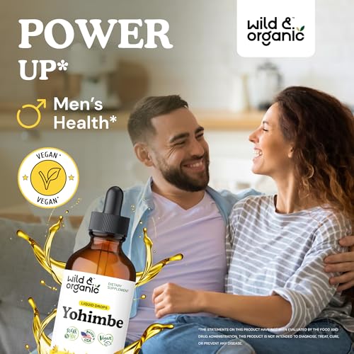 wild amp organic yohimbe supplements for men amp women - 5 mg yohimbine extract tincture - alcohol-free yohimbe bark drops - vegan non-gmo amp sugar-free