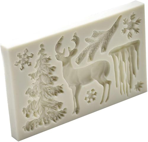 Miniatura 2 de Molde de silicona con temática navideña, alce, copo de nieve, árbol, ciervo, fondant, postre, cubo de hielo, caramelo, chocolate, 2 uds