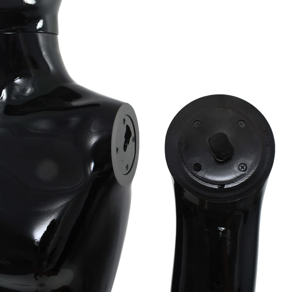vidaXL Mannequin Homme Corps Complet Base Verre Noir Brillant 185 cm Vitrines