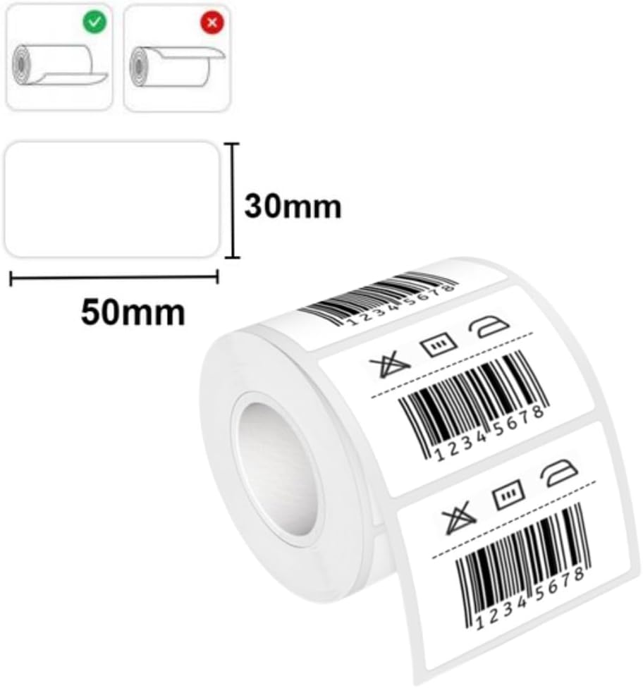 Bobina Etiqueta Térmica Adesiva Compatível com Impressoras Térmicas StartBox Brasil (50x30mm (5x3cm) [RETANGULAR])