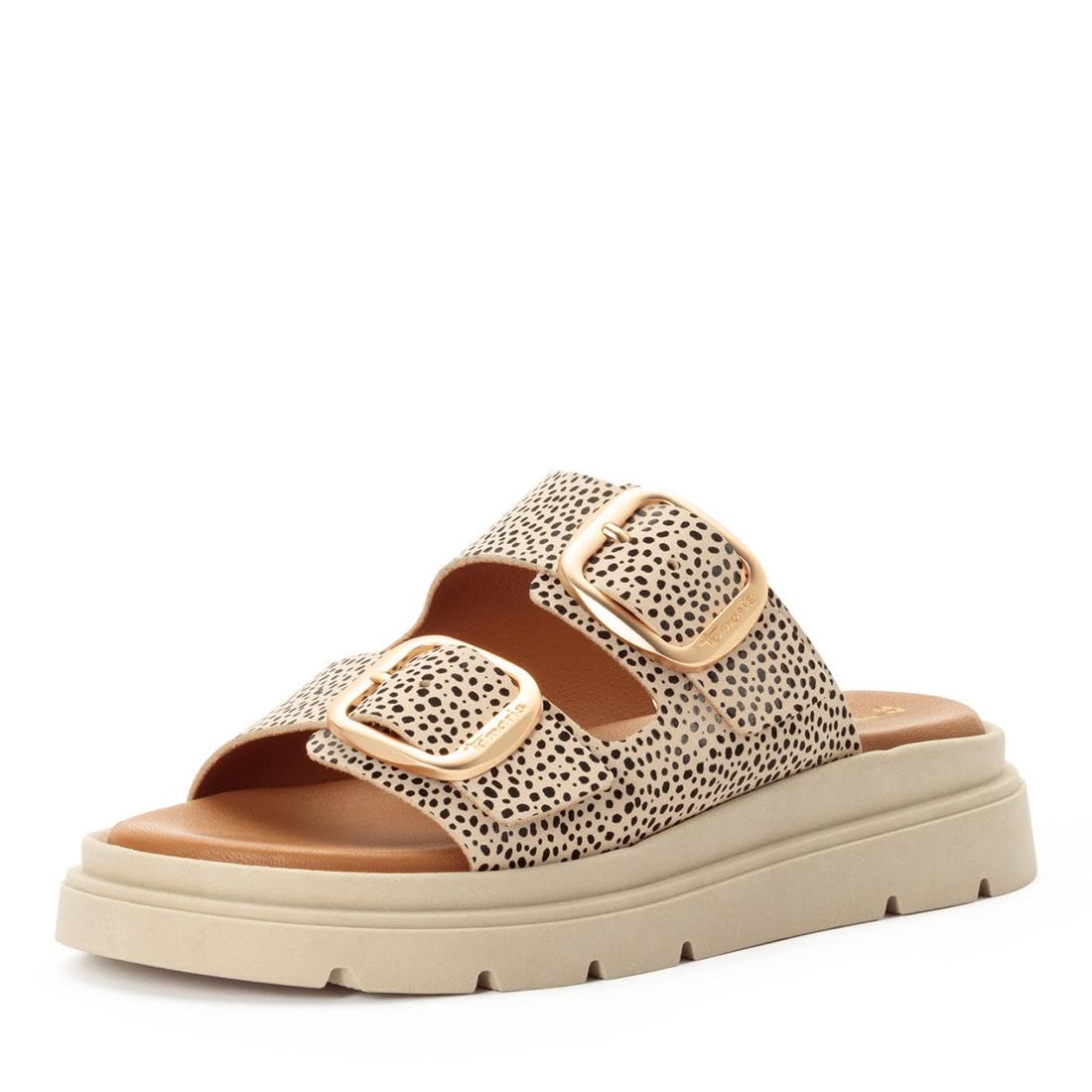 Tamaris Women's leather mules with wedge heel beige 6.5 UK