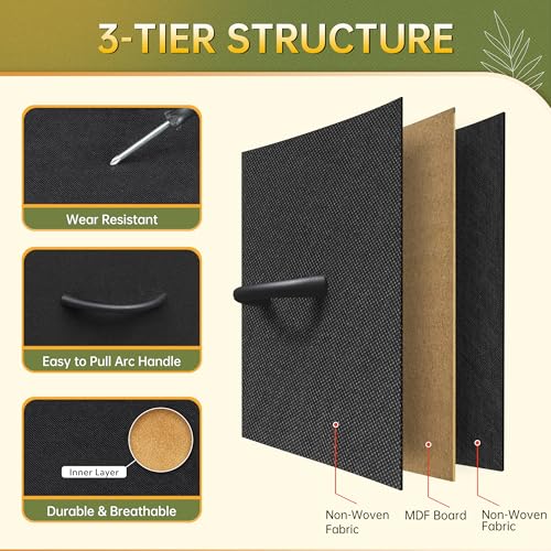 63''W Black TV Stand for 65, 70, 75 inch TV, Large Entertainment Center with 9 Fabric Drawer, TV Media Console Table with Wood Top, Adjustable Feet for Living Room, Hallway - Image 6