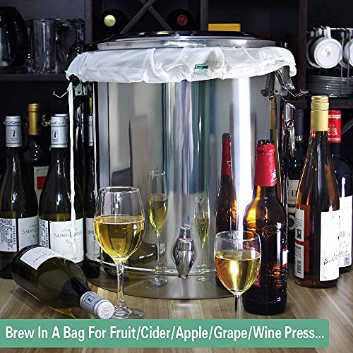 Bellamei Brew Bags Extra Large Reusable 2 Pack 250 Micron Fine Mesh Bag For Fruit Cider Apple Grape Wine Press Drawstring Straining Brew In A Bag (2 Pack-22"×26") #TOP4