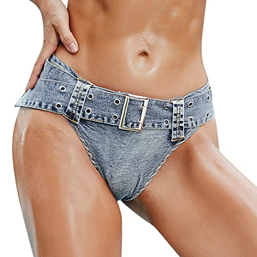 Genérico Bikinis Mujer Bikinis Mujer 2026 Reductor 2023 Traje de baño Dividido para Estilo Europeo Americano Sexy Denim Bikini Traje de Playa Bikini BrasileñO Braga (Blue, S)