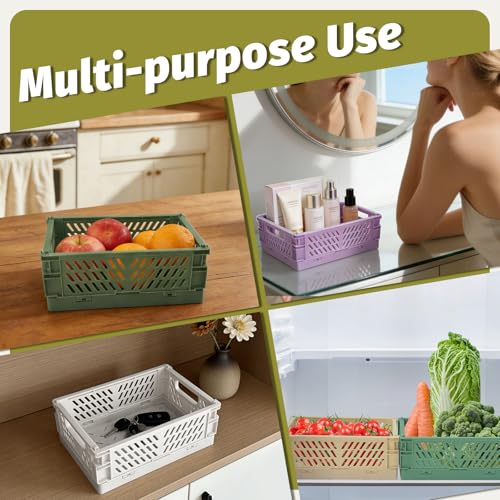 Faltbare Box 6er Pack Klappbarer Aufbewahrungskorb Kleiner Stapelbarer Aufbewahrungsbehälter Mehrfarbiger Kunststoffkorb für Zuhause Klassenzimmer und Büro