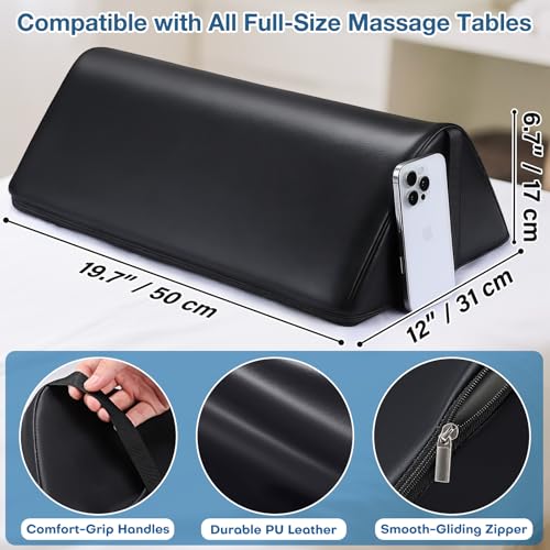 Image of Knee Wedge Pillow for Legs, 20 x 12 x 7 inch Under Knee Elevated Pillow for Sleeping on Back Triangle Pillow for Legs with Strap Handle, Under Ankles Pain Relief Leg Pillow Bolster for Massage Table