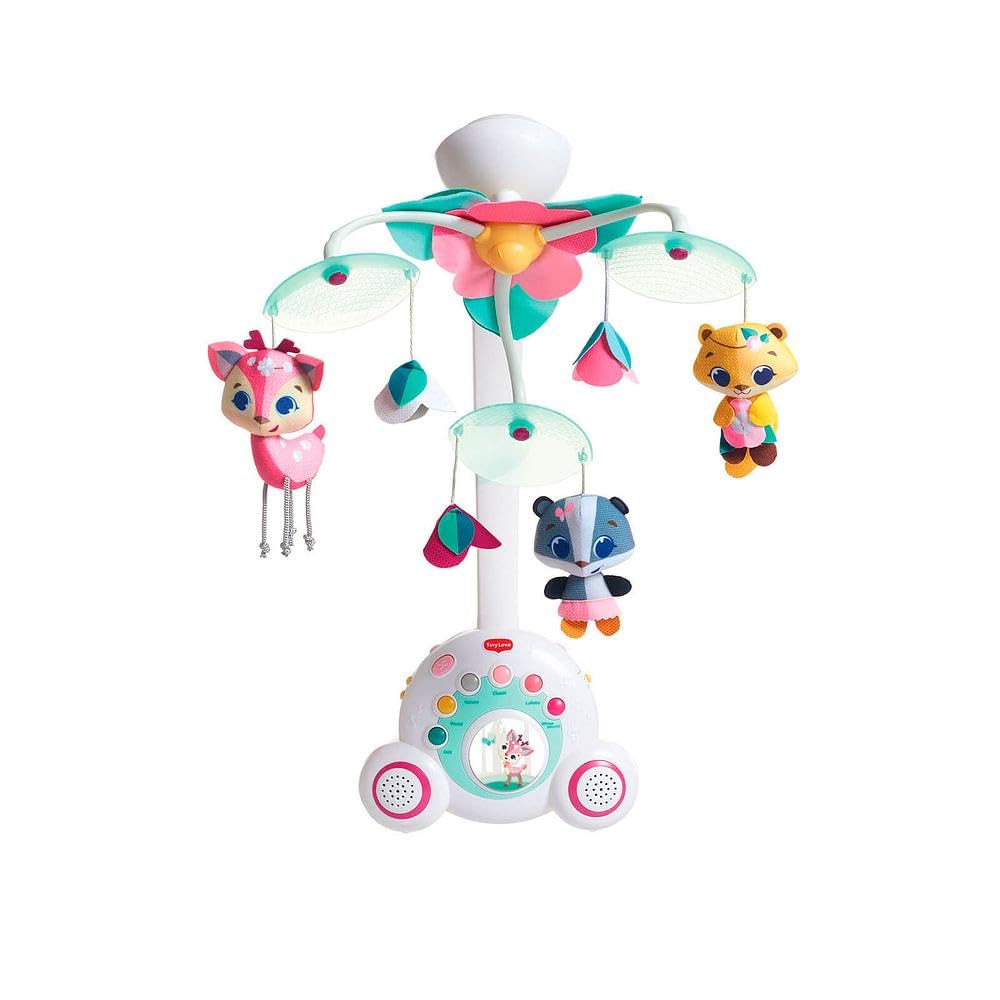 Tiny Love Soothe'n Groove Móvil, Móvil Cuna Bebé Musical 2en1,0+ Meses, Convertible en Caja Música Portátil, Estimulación Visual,18 Melodías,40 Minutos Música Continua,Tiny Princess Tales