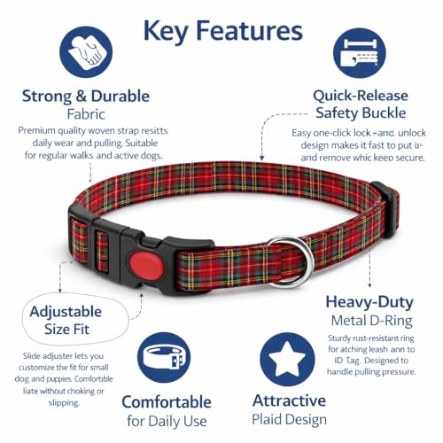 Image of Emily Pets Dog Collar with Safety Locking Buckle, Adjustable Soft Breathable Comfortable Nylon Pet Collar for Small, Medium Dogs & Cats (Color May Vary)
