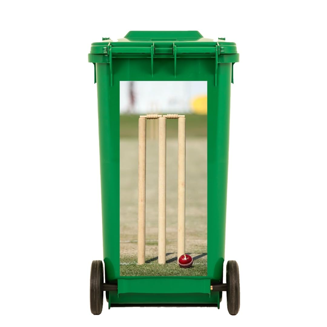 2X Cricket Stumps Wheelie Bin Sticker Dustbin Sticker Self Adhesive Outdoor Wheeling Bin Sticker Decoration Bin Stickers