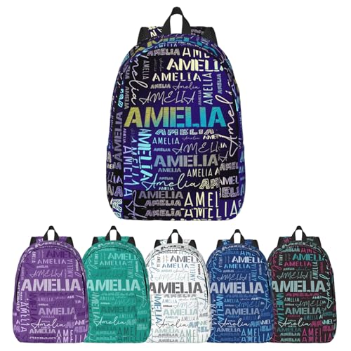Custom Name School Backpack, Personalized Lightweight School Bag College, Customized Bookbag for Boy Girl Kids Student