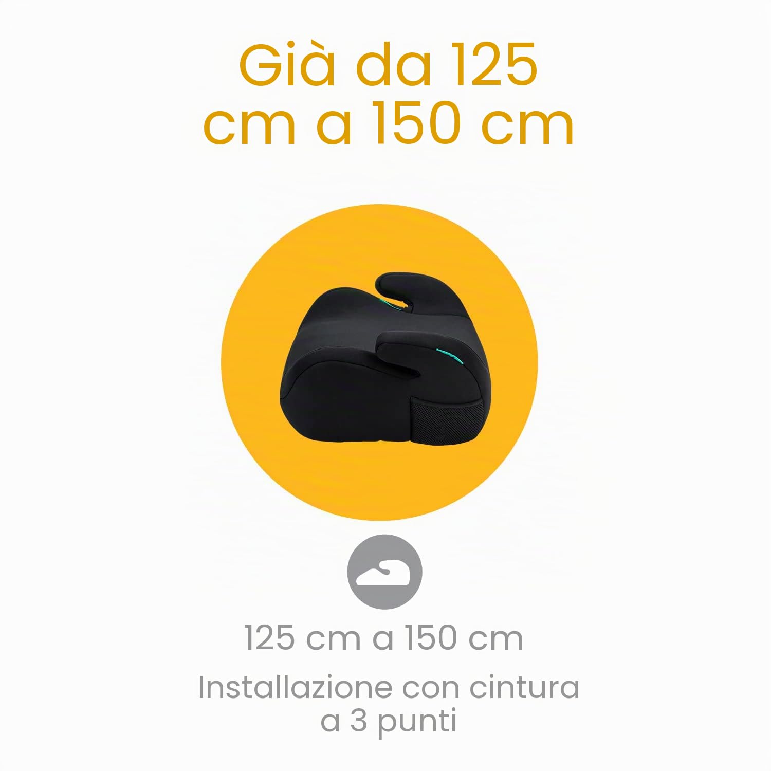 Osann Up, rialzo seggiolino auto per bambini, senza Isofix, 125 – 150 cm (circa 15 – 36 kg), seggiolino i-Size- Black
