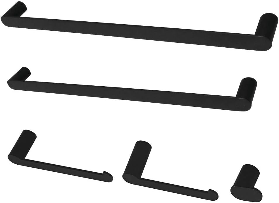 Kingston Brass BAHK6112478MB Dessau Bathroom Hardware Set, Matte Black 25.25 x 1.25 x 2.88