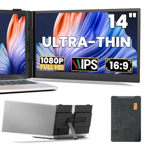 Image of Laptop Screen Extender, 14 inch FHD 1080P Portable Monitor for Laptop, 1.4lbs Ultra-Light Dual Monitor, USB-C Plug & Play Travel Monitor Extender for 13 inch-17 inch Windows /Mac /Android /Chrome