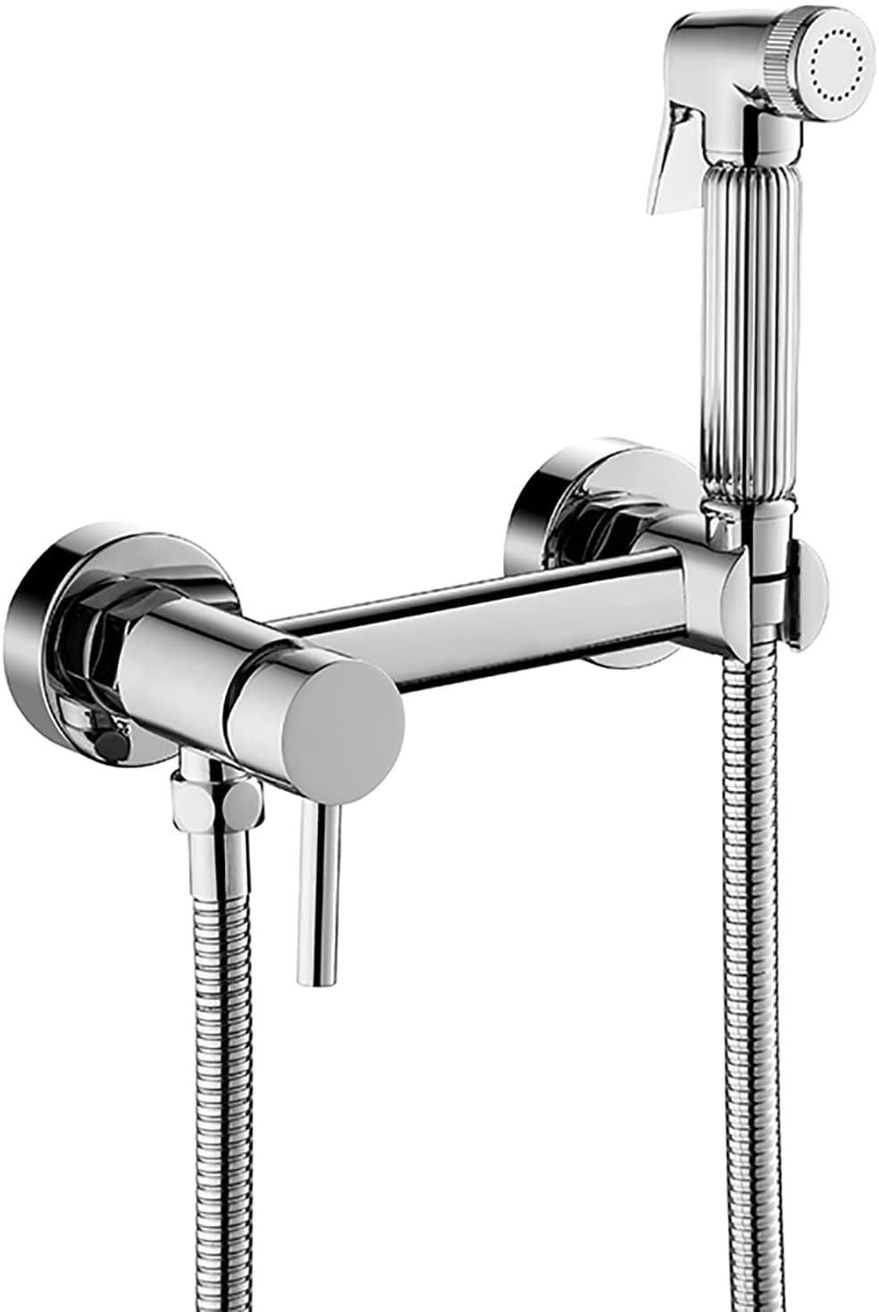 Natrysk bidetowy Ręczny bidet natryskowy do toalety Mosiężny zestaw natryskowy do pieluch z zimną i ciepłą wodą, ścienny bidet natryskowy do higieny kobiecej, czarny(Chrome)