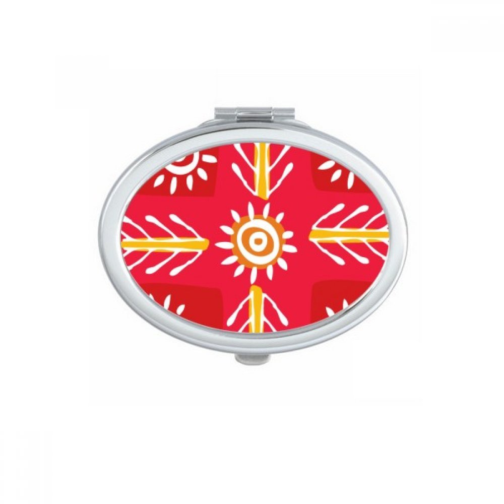 Miroir compact blé Mexique totems dessin ovale de maquillage petit miroir de poche