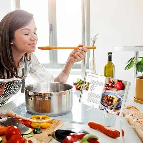 Recipe Book Stand, Wooden Cookbook Holder for Display Stands, Cook Book Stand for Reading Hands Free, Recipe Holder for Magazines, Tablets - Image 7