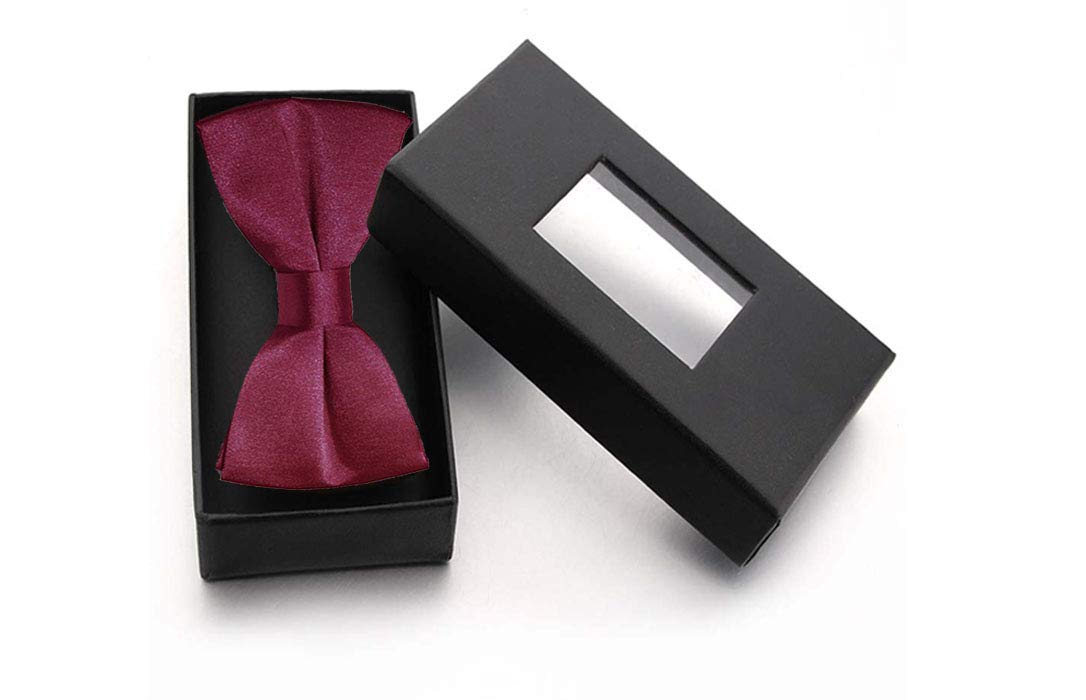 RR DESIGN Essential Satin Neck Bow tie for Toddler(5 Years - 10 Years) Burgundy 4