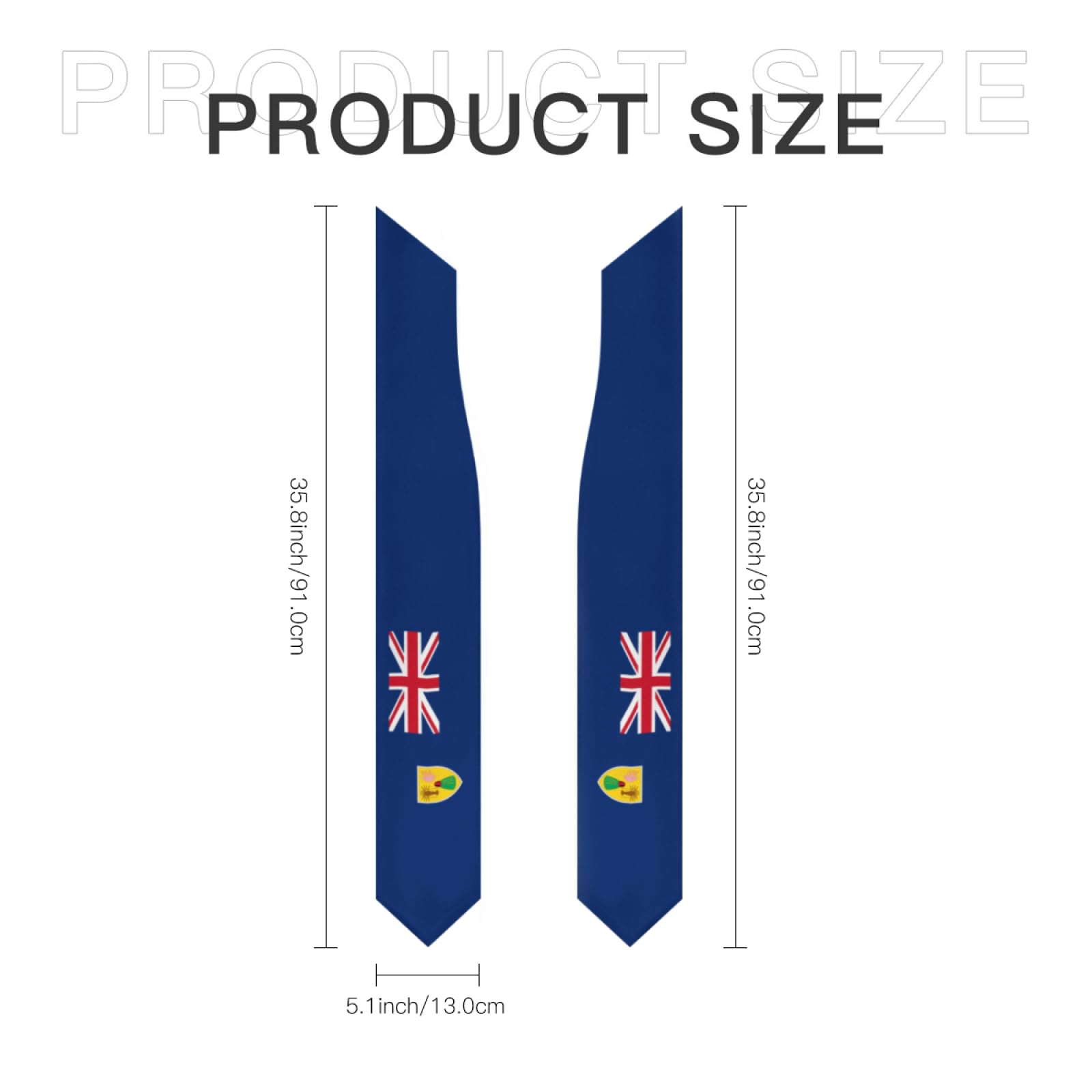 Turks and Caicos Islands Flag Stole Scarf Shawl Sash,Double sided V-Neck Graduation Scarf Stole Graduation Shawl for Abroad Student International Study Class
