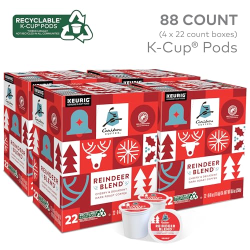 Image of Caribou Coffee Reindeer Blend, Single-Serve Keurig K-Cup Pods, Dark Roast Coffee Pods, 88 Count