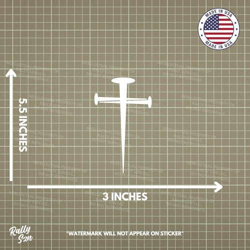 Image of Nail Cross - Christian Jesus Cross Car Vinyl Decal Bumper Sticker for Car, Wall, Window, Vehicle, Weather Resistant, Viral (White)