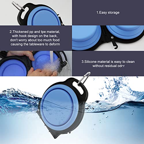 700ml Ciotole Pieghevoli per Cani, 2 in 1 Doppia