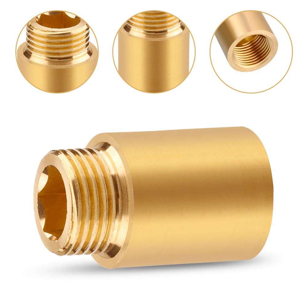 2 Stuks Messing Kraanverlenging, Messing Verlenging Fitting 3/4 inch x 80 mm, G3/4 inch IG x AG, DN20 Schroefdraadverlenging, 80 mm Aansluiting, verlenging voor drinkwater en verwarming