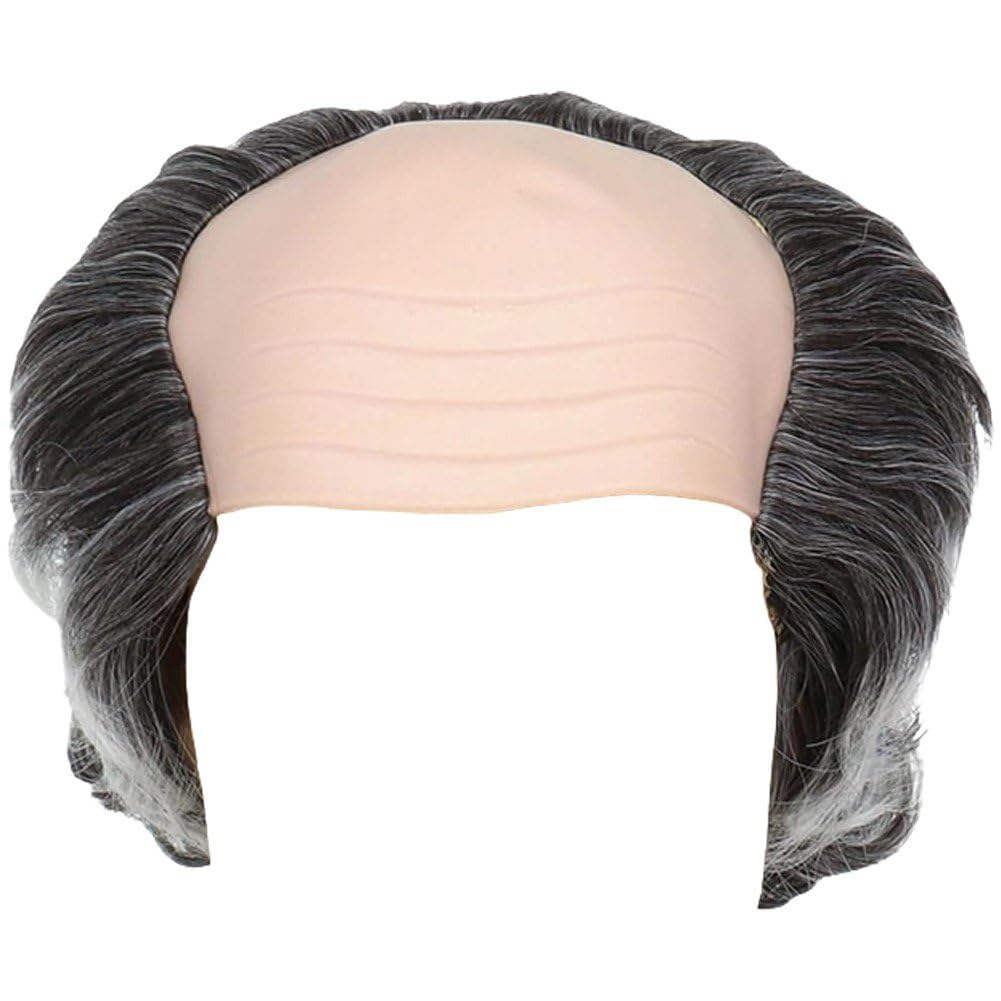 Hrippy Bald Cap with Hairs Balding Wig Hat Old Man Wig Headwear for Halloween Carnival Cosplay Costume Parties Fancy Dress