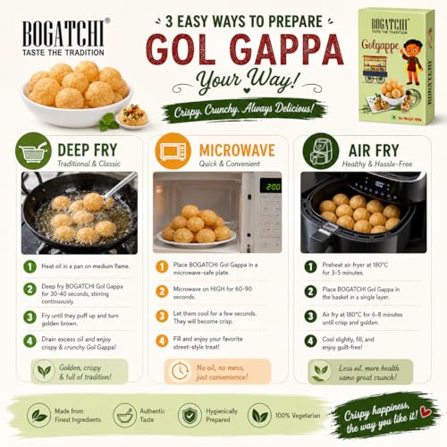 Image of BOGATCHI Ready-to-Eat Pani Puri Pellets 400g | Fry or Microwave Golgappa Papad | Instant Pani Poori Kit | Crispy & Hygienic Street Food Snack | Made with Premium Ingredients | Jumbo Family Pack