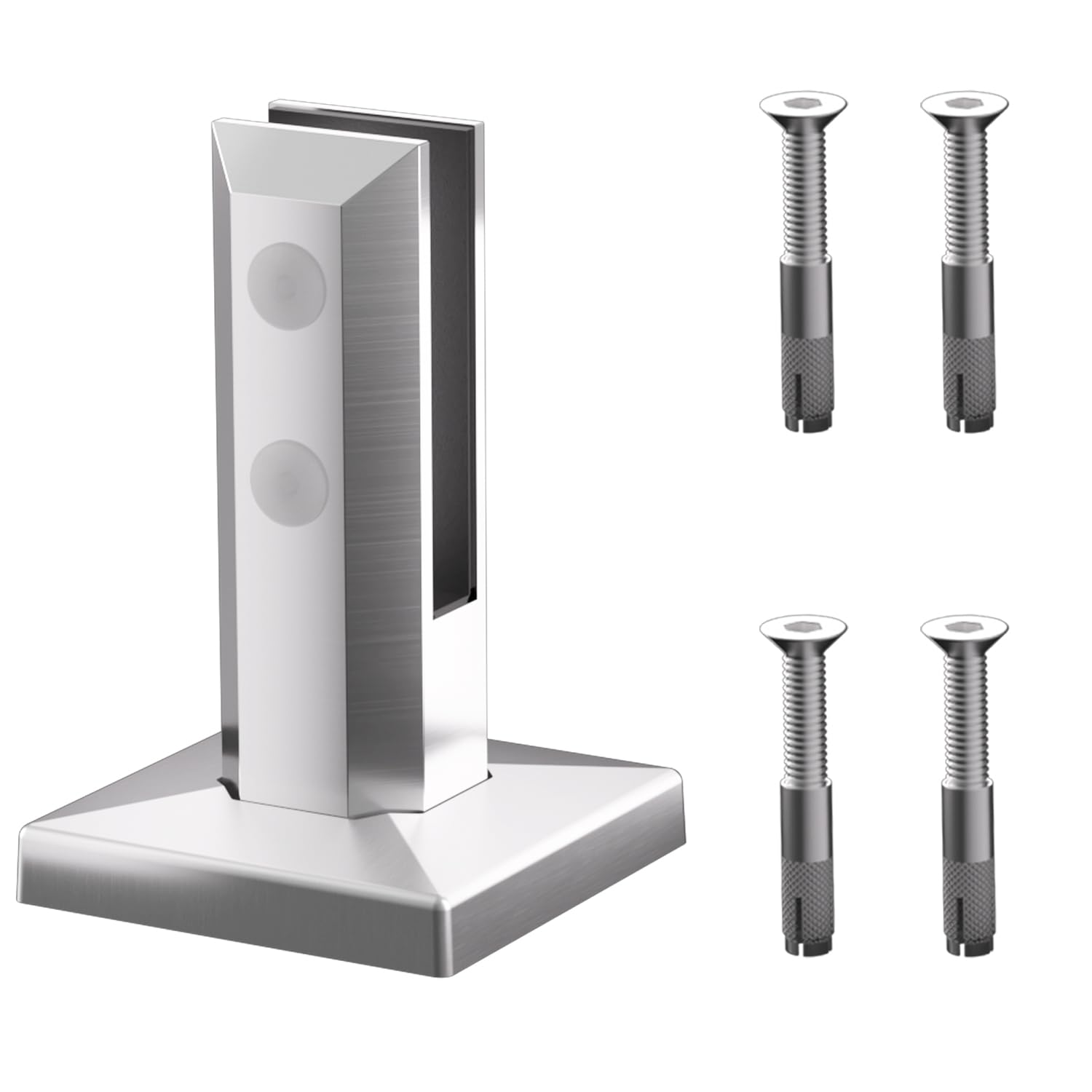 Glass Railing Spigot,4 Pack 304 Stainless Steel 1450g Heavy Duty Black Square Glass Spigots Clamp Bracket Railing for Pool Fence Home Garden Stairs Balustrade Balcony