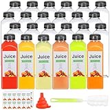 Wjzhfwzt 16oz Empty Juice Bottles with Caps, Pack of 24 Reusable PET Plastic Clear Water Bottle Recyclable Drink Bulk Containers with Leak-Proof Lids for Juice Water Milk and Beverages