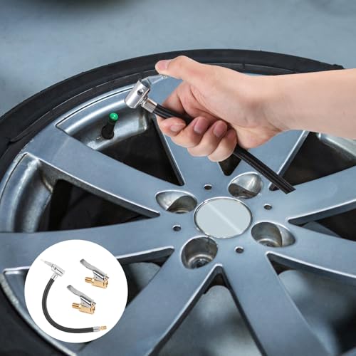 Image of Tire Inflator Hose Adapter, 3 Pcs Metal Air Hose Adapter for Twist On Convert to Lock On Connection Locking Tire Air Chuck No Air Leakage Tire Inflating Hose for Tire Pump Connect Air Compressor