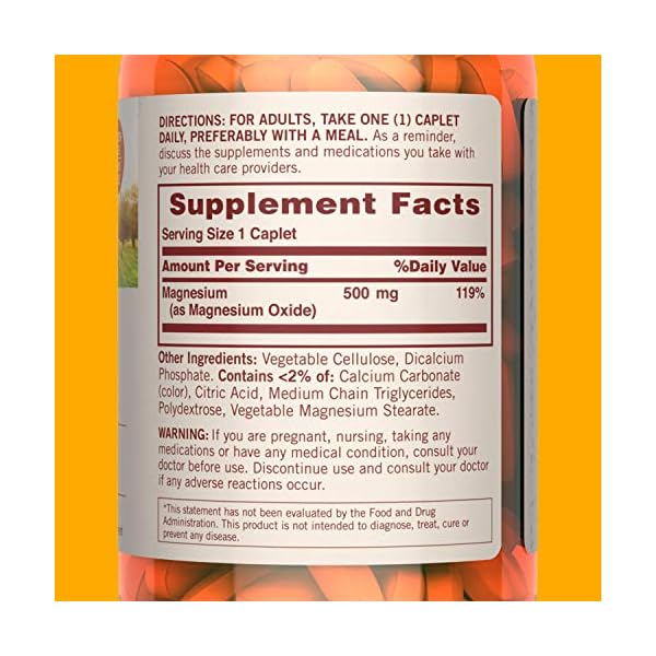 Sundown Magnesium 500mg, Supports Bone and Muscle Health, 180 Coated Caplets, 6 Month Supply