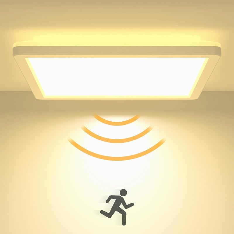 slochi Mozgásérzékelős Mennyezeti LED Lámpa, 20W, 22cm, 3000K Meleg Fehér, 1500 Lumen, Vékony Kivitel Garázsba, Folyosóra, Tárolóba