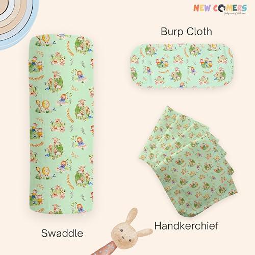 Image of NEW COMERS Baby Muslin Cloth Set | 6 Pcs Double Layered Pure Cotton Swaddle Wrap | Soft & Absorbent Baby Burp Cloth & Reusable Washcloth Towels, White (SBW 05)