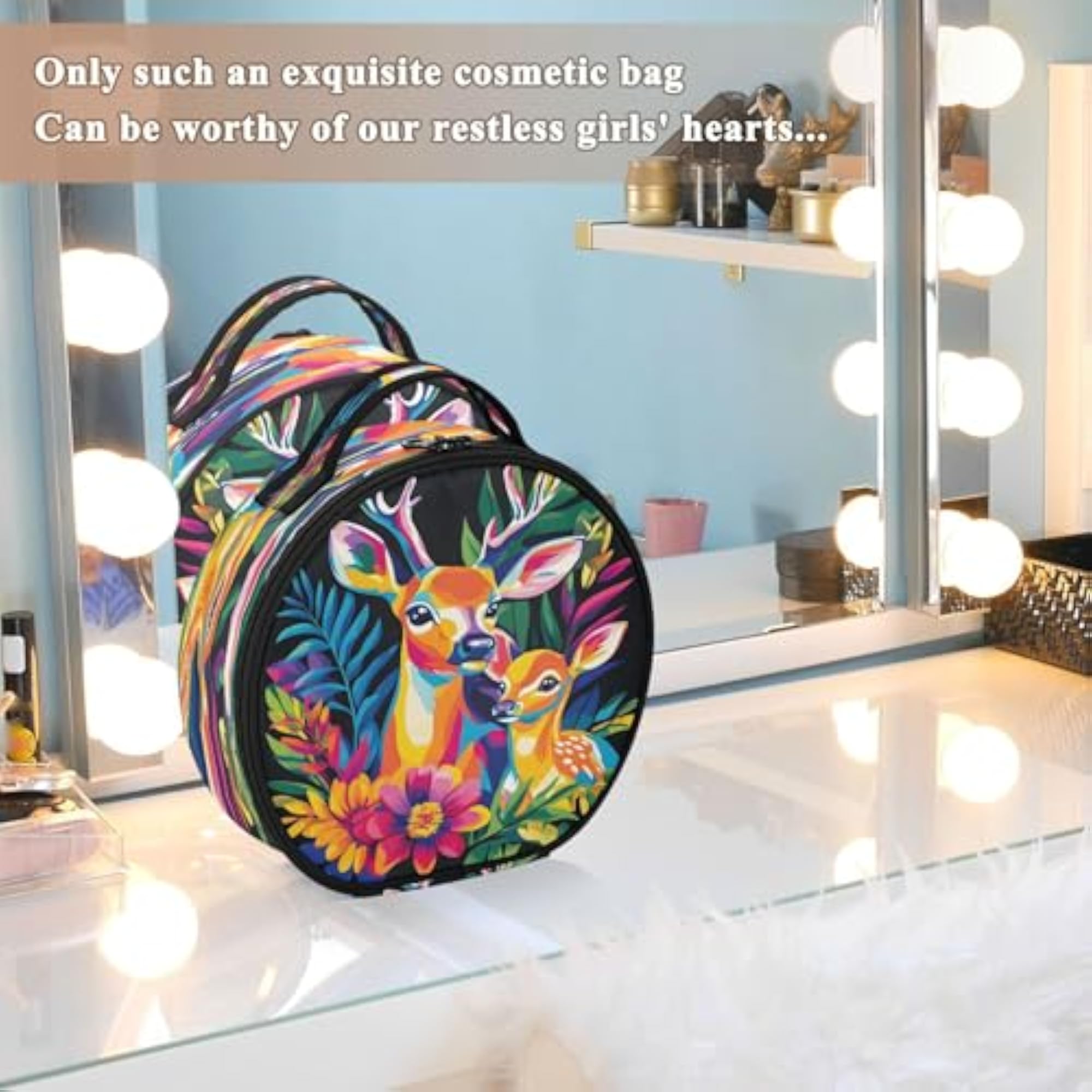 Colorful Deer Travel Makeup Case