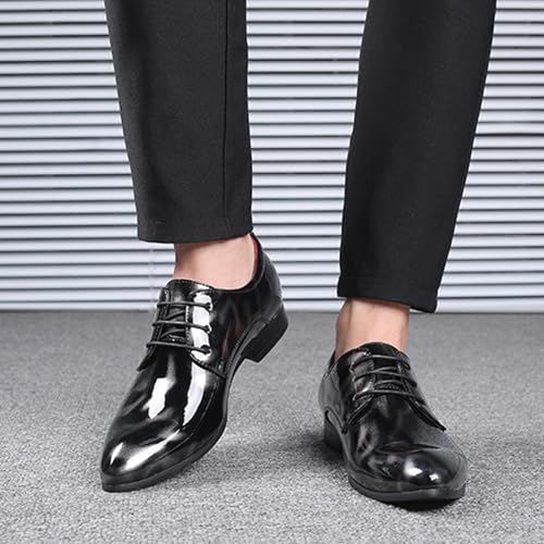 Men's Patent Leather Lace Up Dress Oxford Shoes Pointed Toe Fashion Non Slip Business Shoe for Work Casual Daily3