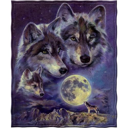 Dawhud Direct Wolf Moon Call Super Soft Full/Queen Size Plush Fleece Blanket, 75" x 90"