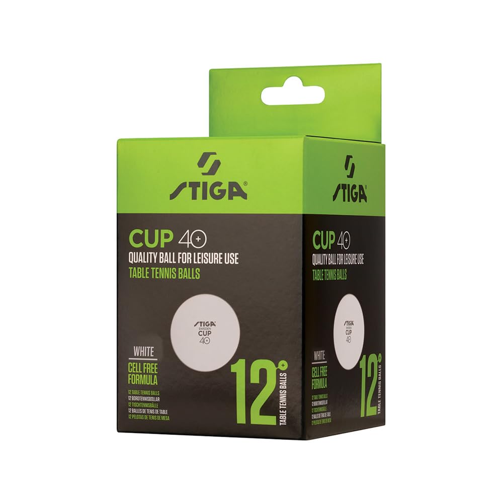 Stiga Cup 40+ Plastic Table Tennis Balls (Pack of 12) White