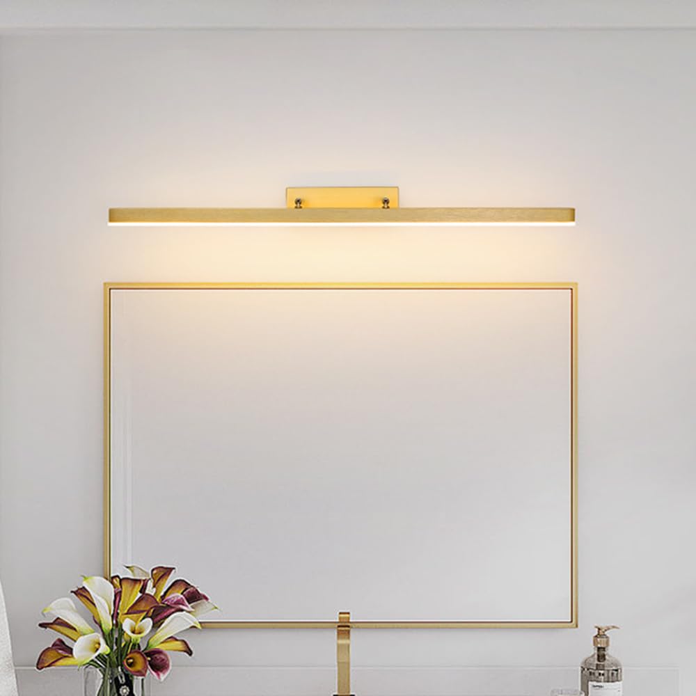 Dimmbare Spiegel-Frontlampe mit Fernbedienung, lineare LED-Badezimmerleuchte, goldene Kosmetikspiegel-Beleuchtung, drehbare Bad-Waschtisch-Wandleuchten über dem Spiegelschrank