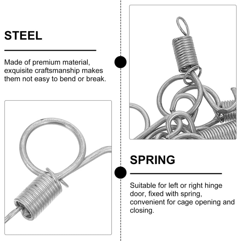Image of Angoily Multi-Purpose Spring Hooks for Pet Cages Rabbit Bird Pigeon Cage Door Utensil Fixed Hooks Compact Metal Latches