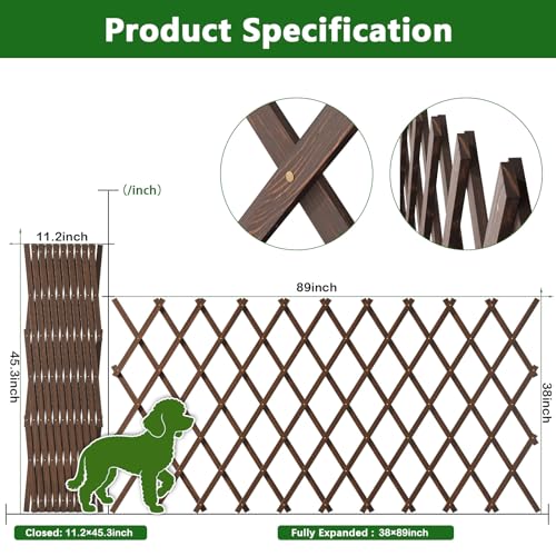 Image of Expandable Garden Trellis, 38 inch x 89 inch Trellis for Climbing Plants Outdoor, Wooden Lattice Fence Wall Panel Lattice Panels for Outside, for Climbing Plants Vine Ivy Rose Cucumbers Clematis（1PC）
