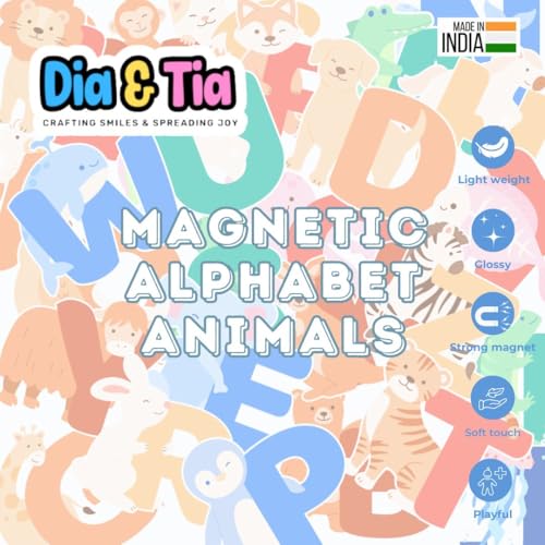 Image of Dia&Tia-Premium Fridge Magnets-Made in India for Office, Kitchen, refrigirators, Magnetic Boards-Motivational Quotes, Culture, Gamers, Cute Cartoons (Kids - Animal ABC Alphabets)