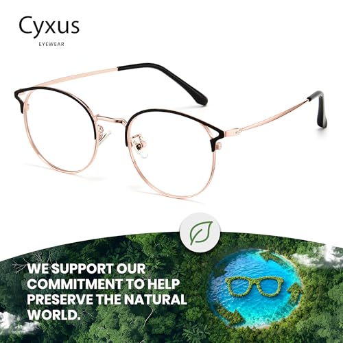 Image of Cyxus Blue Light Blocking Glasses Round Metal Frame Computer Glasses | Blue light blocking glasses featuring round metal frame, comfortable fit and versatile use for work, study and entertainment