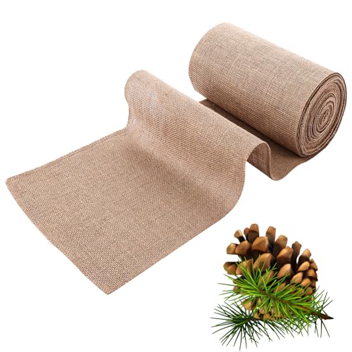 DAJAVE Chemin de table en jute 25cmx20m, ruban de table naturel, ruban de jute en lin pour table, tissu à découper pour différentes tailles de bureau, chemin de table...