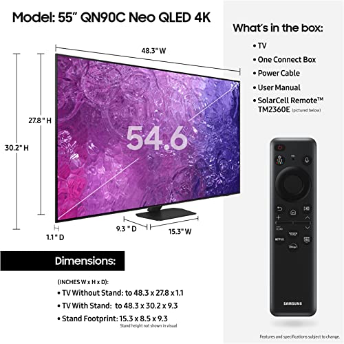 Samsung 55-Inch Class Neo Qled 4K Qn90C Series Neo Quantum Hdr+, Dolby Atmos, Object Tracking Sound+, Anti-Glare, Gaming Hub, Q-Symphony, Smart Tv With Alexa Built-In (Qn55Qn90C, 2023 Model) #TOP1